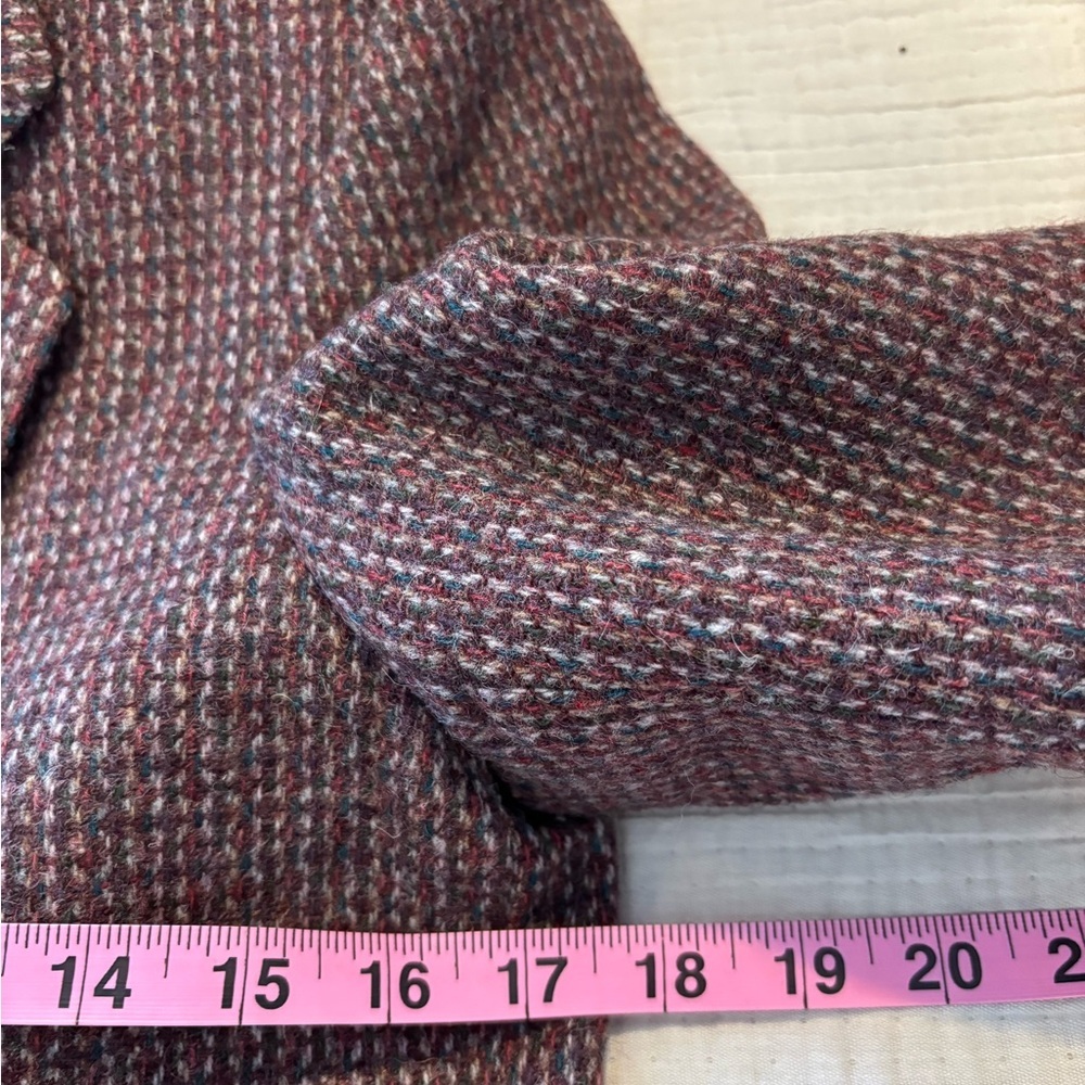 Vintage JH Collectibles Wool Mohair Tweed Blazer burgundy cream Academia 10 - Picture 7 of 11